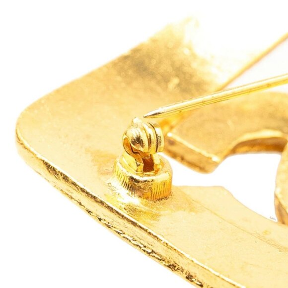 CHANEL CC Logo Rhombus Vintage Brooch Gold Tone Pin 94A Auth - Picture 5 of 5